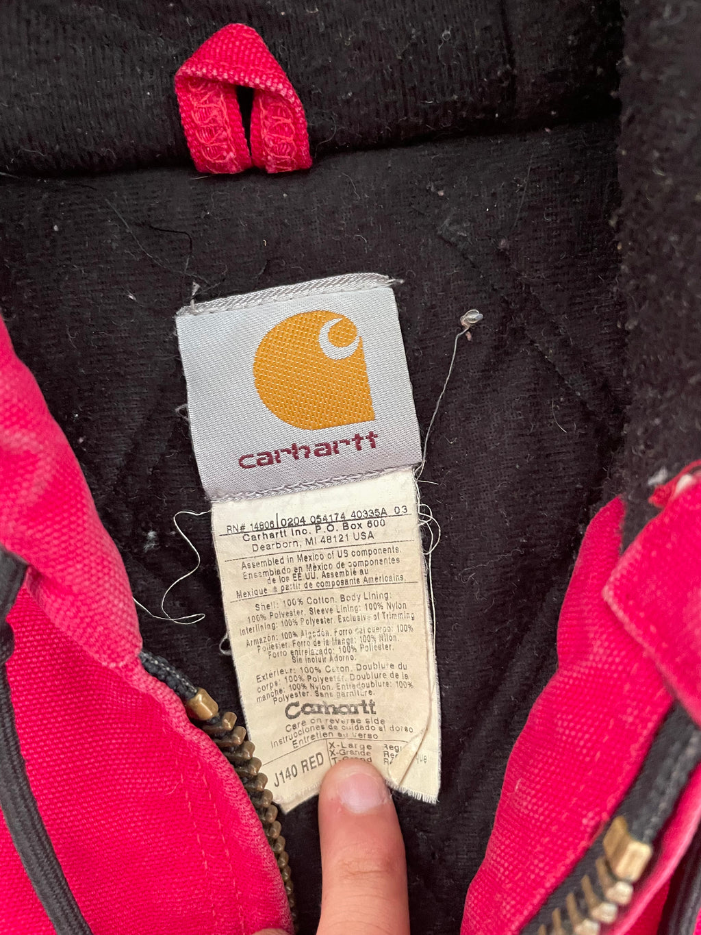 VINTAGE RED CARHARTT JACKET-XL
