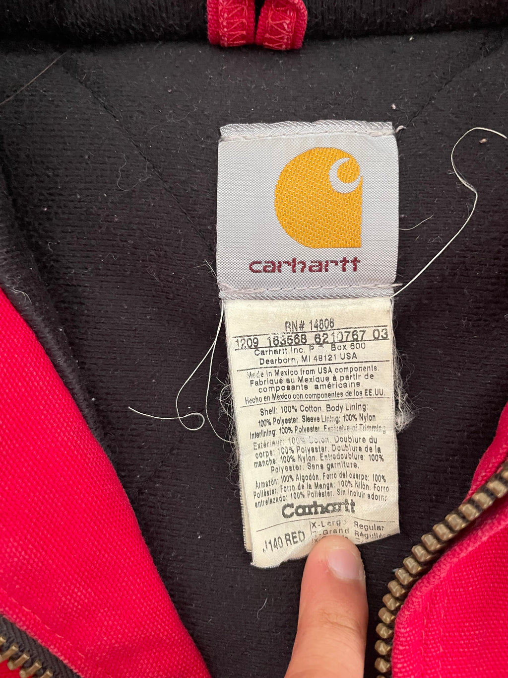 VINTAGE RED CARHARTT JACKET-XL