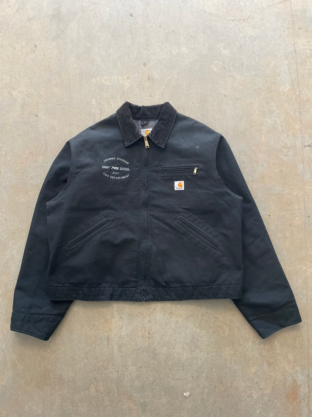 VINTAGE BLACK CARHARTT DETROIT JACKET-XL